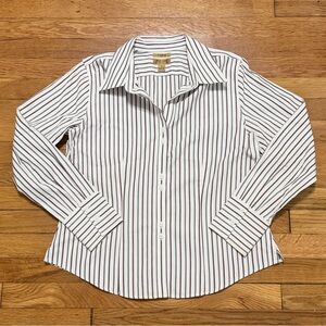 Red, White, and Blue Striped Button-Up Women’s Shirt 100% cotton, Size S